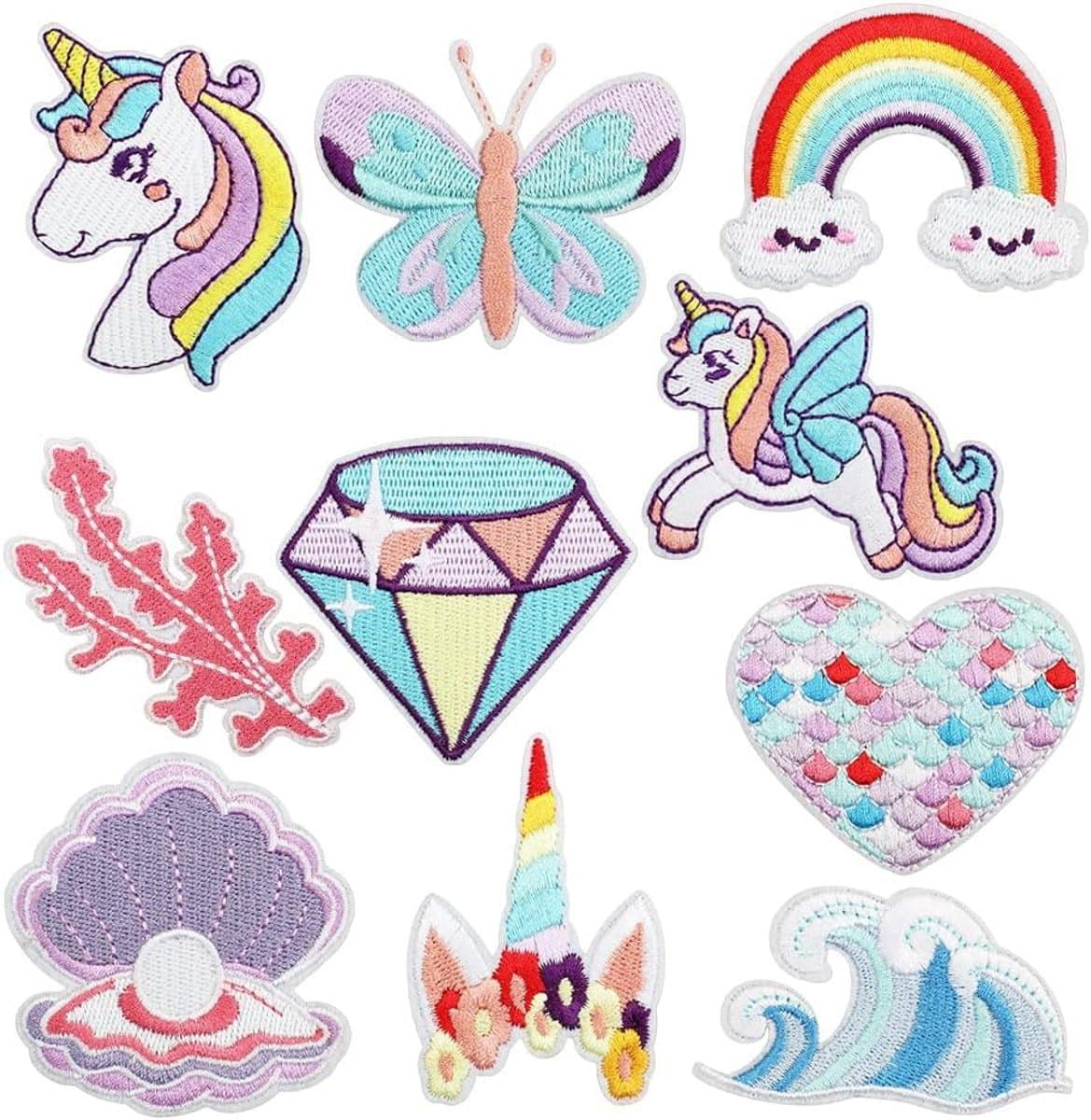 10 stuks regenboogster vlinder diamant klein paard strijkapplicaties borduurwerk, een vuurwerk van kleuren textiel - ShopVlot