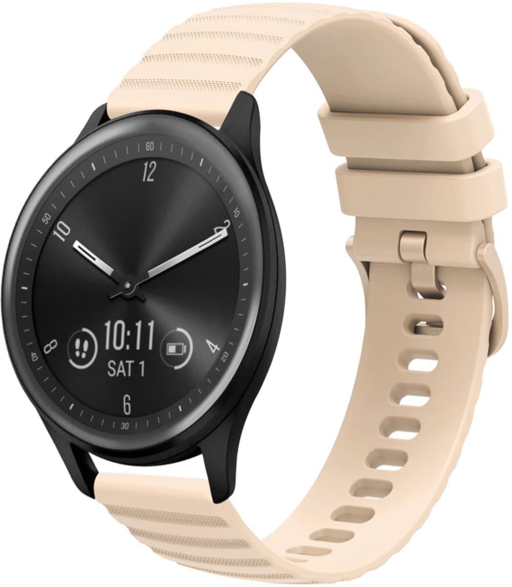 For Garmin Vivomove Sport 20mm Wavy Dot Pattern Solid Color Silicone Watch Band(Beige)