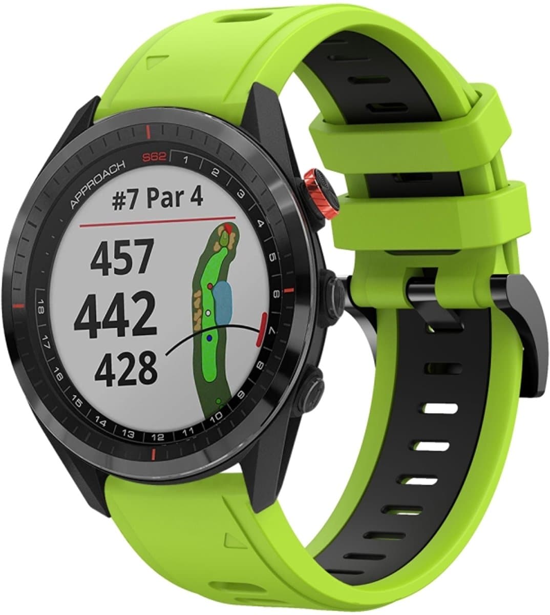 For Garmin Approach S62 22mm Two-Color Sports Silicone Watch Band(Lime Green + Black)