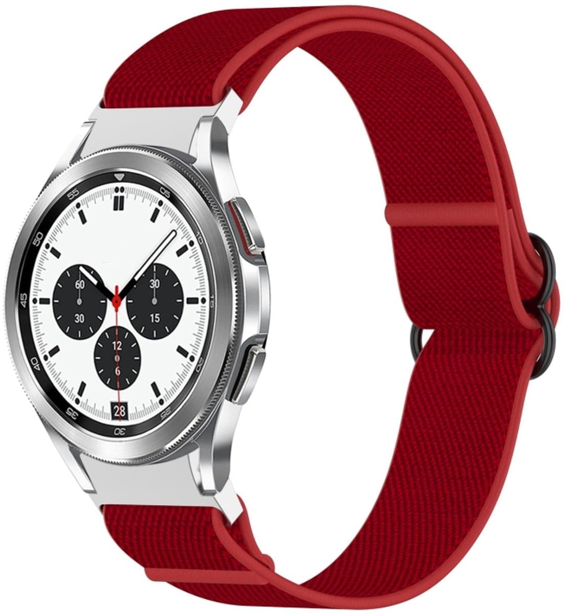 Voor Samsung Galaxy Watch 4 Classic 46 mm nylon stretch zwarte gesp horlogeband (rood)