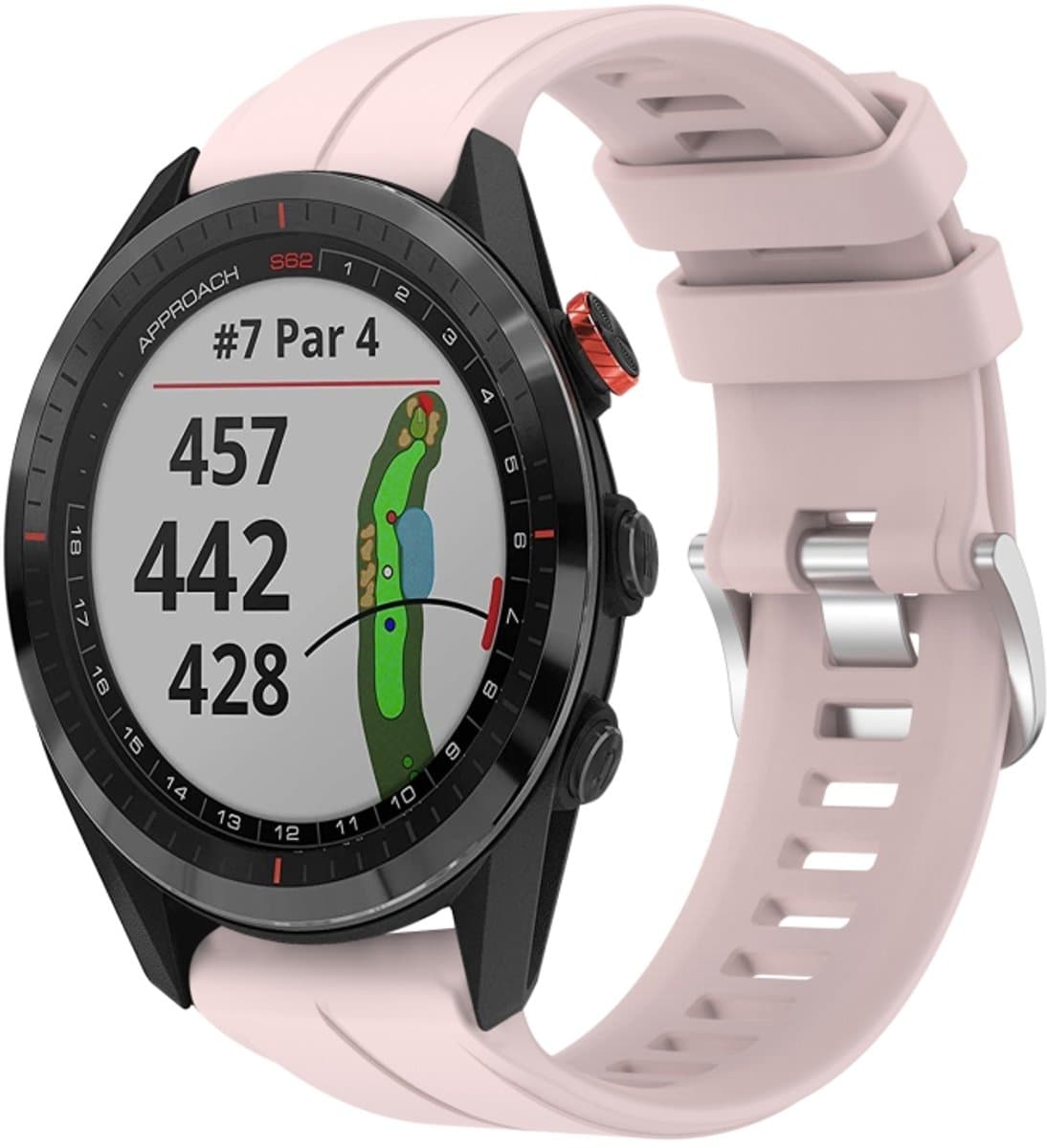 Voor Garmin Approach S62 22mm siliconen sporthorlogeband (lichtroze)