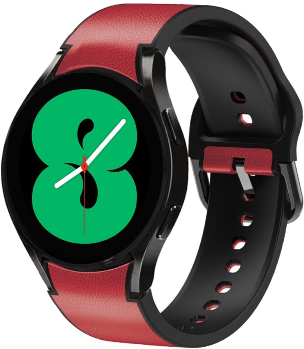 Voor Samsung Galaxy Watch 4 44 mm siliconen zelfklevende lederen horlogeband (rood)