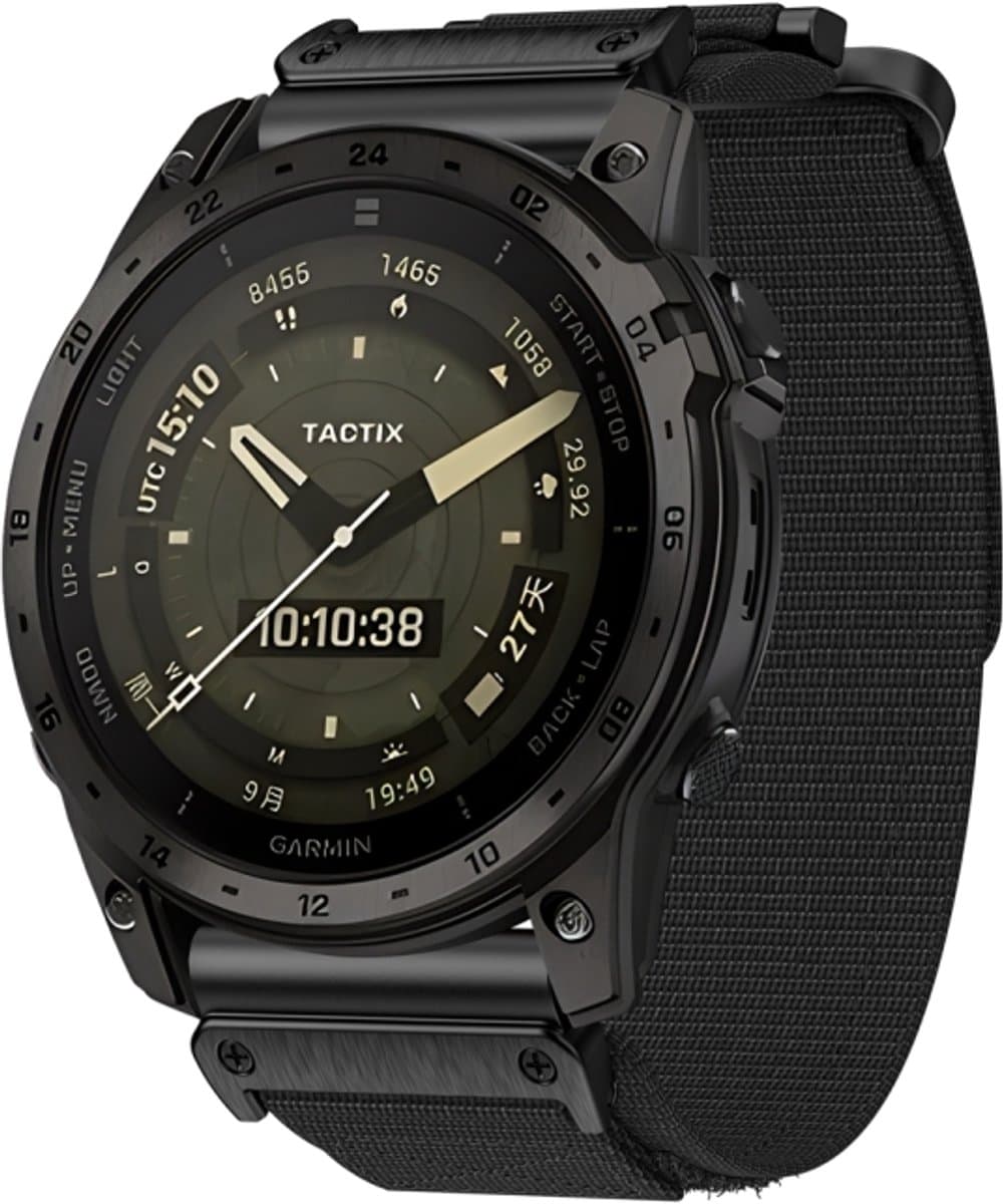 Voor Garmin MARQ Athlete Gen 2 22 mm tweedelige nylon horlogeband (zwart)