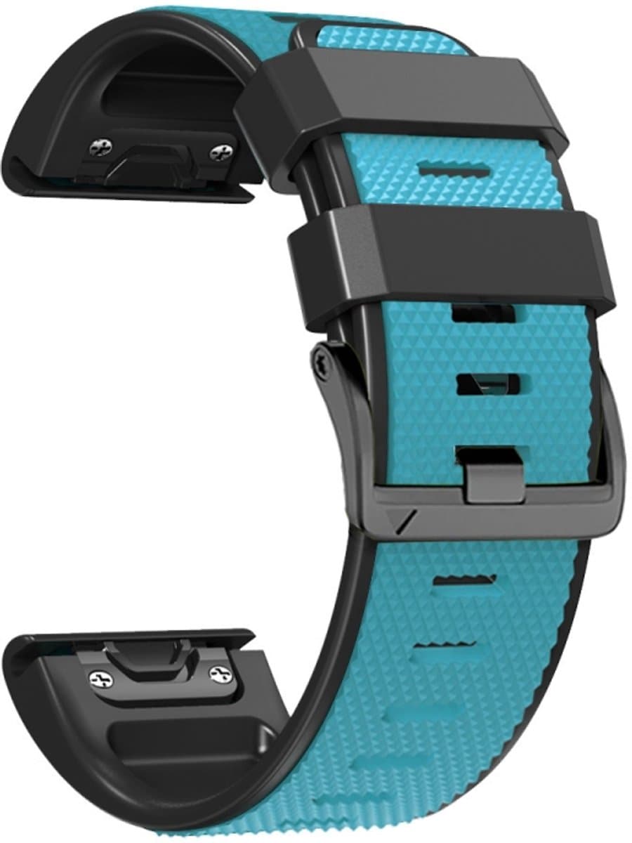 Voor Garmin Fenix 7 Pro 26 mm schroefgesp diamant textuur twee kleuren siliconen horlogeband (hemelsblauw + zwart)