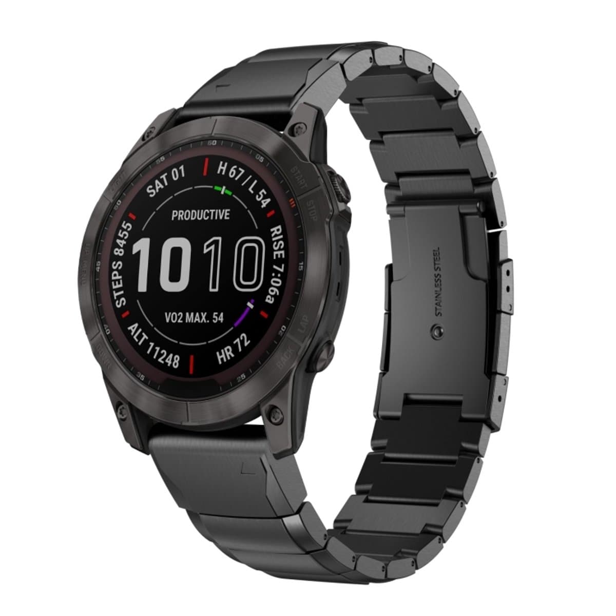Voor Garmin Epix Pro 47 mm Tortoise Shell roestvrijstalen horlogeband (zwart)