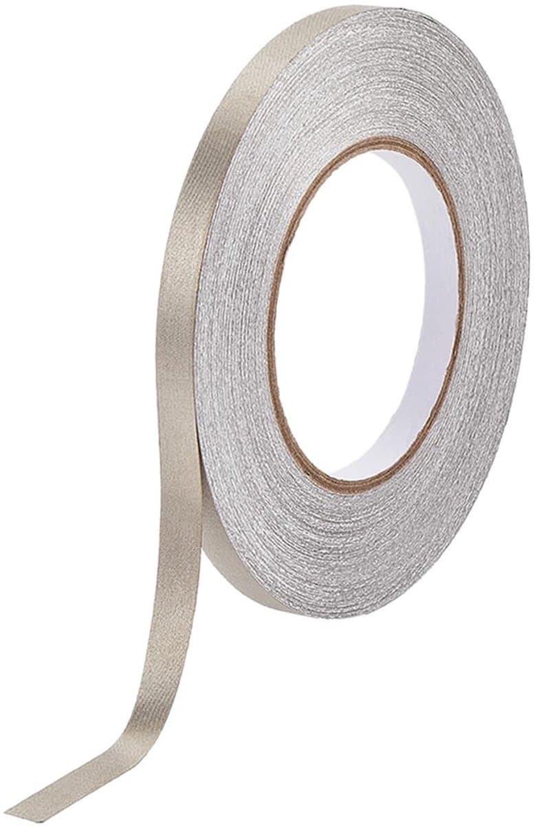 Dailygoods - Faraday-weefseltape - EMI-afscherming - 50 m x 10 mm - Beige - RF-blokkering - Geleidende tape - Geschikt voor laptop en mobiele telefoon...