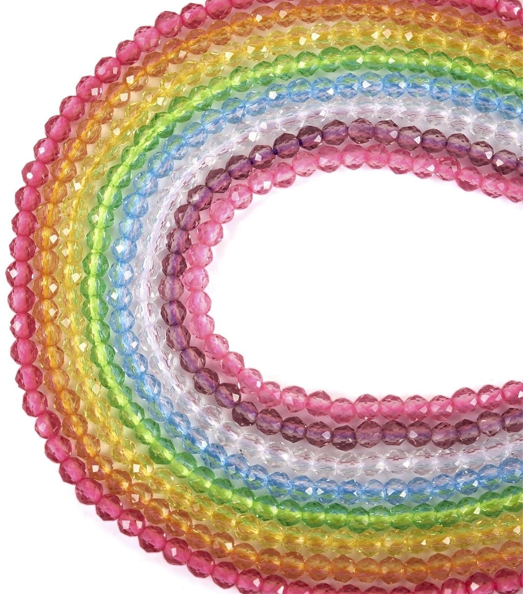 Dailygoods- Glas Kralen 1500Pcs - Facet Ronde Kralen - 8 Kleuren Mix - 2mm Transparant - Sieraden Maken - DIY Projecten