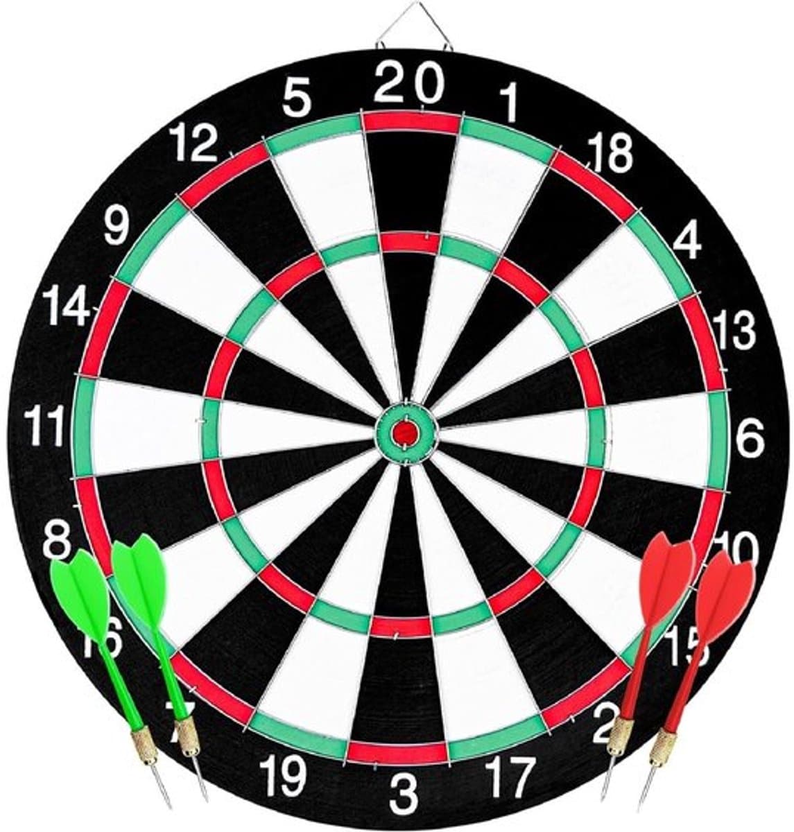 Darts-spelset - Dartbord met pijlen - Veilig dartbord - Dartbord met 4 dartvliegers - Stalen dartbord - Dubbelzijdig dartbord - Zachte dartpijlen - Cadeaus en speelgoed - 12 inch