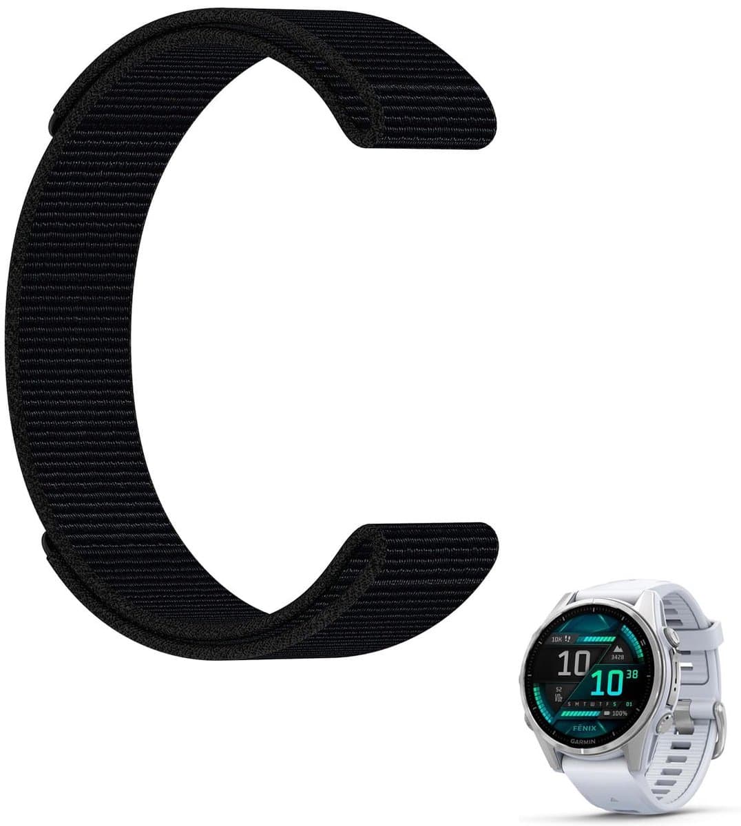 Vervangarmband voor Garmin Fenix 8, 7X, Tactix 7 en meer, zwart, groot