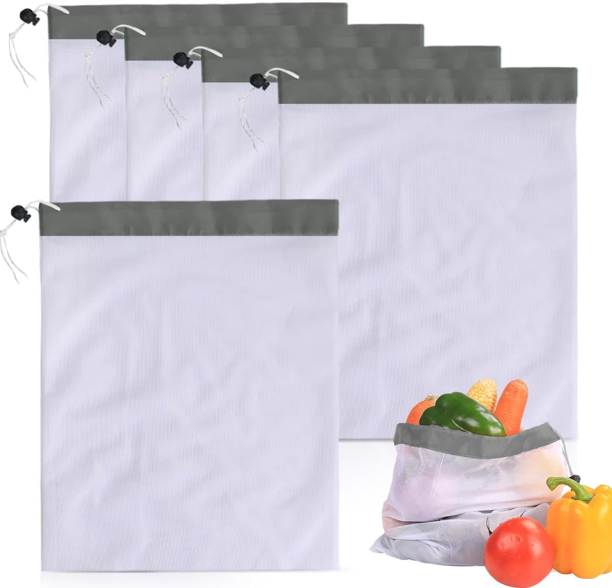 Dailygoods - Herbruikbare Groente Mesh Tassen - 10 Stuks Lichtgewicht Netzakken