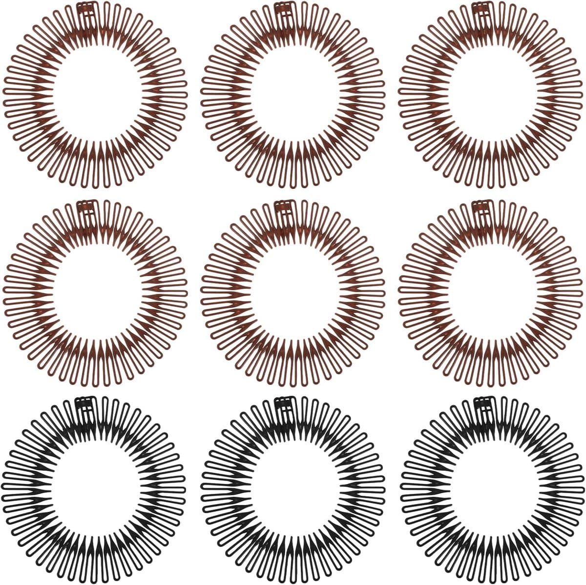 9 stuks rekbare kam voor volledige cirkels, 2 kleuren, flexibele