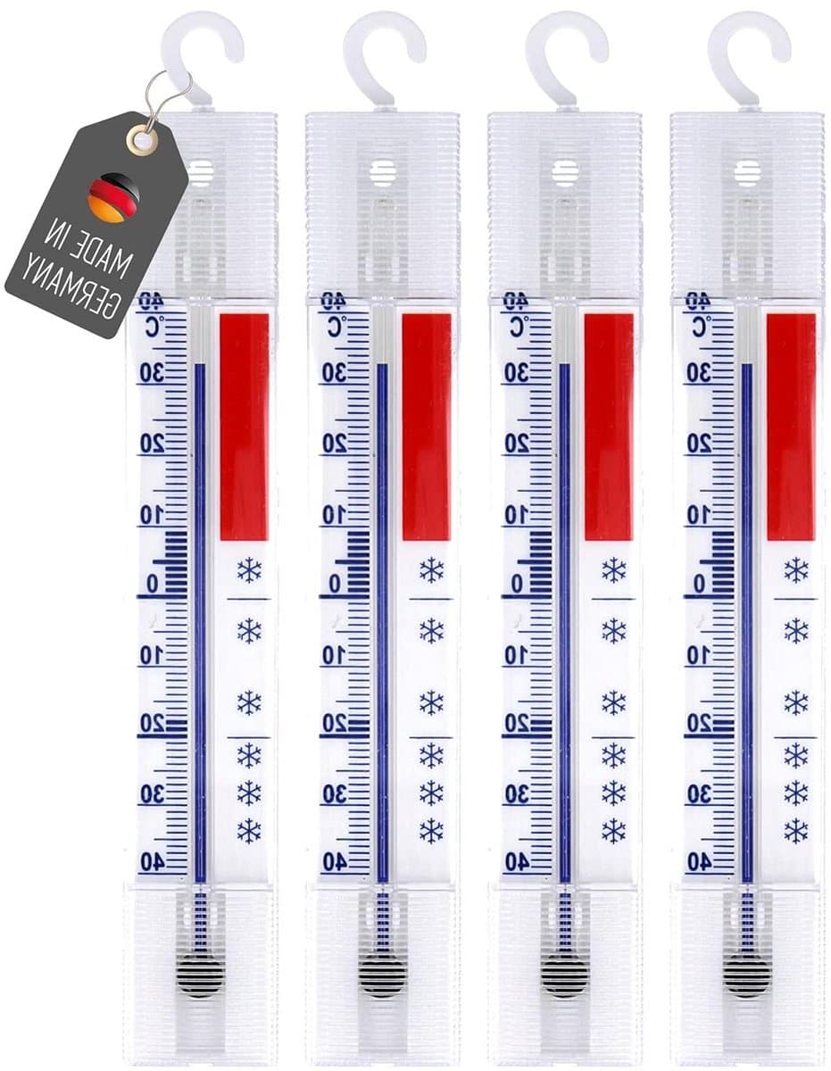 Koelkastthermometer Set - Vriezer thermometer - Temperatuur controleren - Analoge meting - 4 stuks - Wit