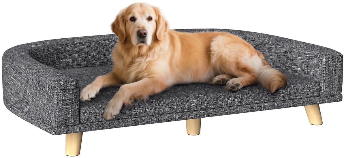 Bresht Hondenbed - Hondenbank - Hondensofa - Afneembaar kussen - Donkergrijs - Ruime ligplek - Verhoogd ontwerp - 98x67x25 cm