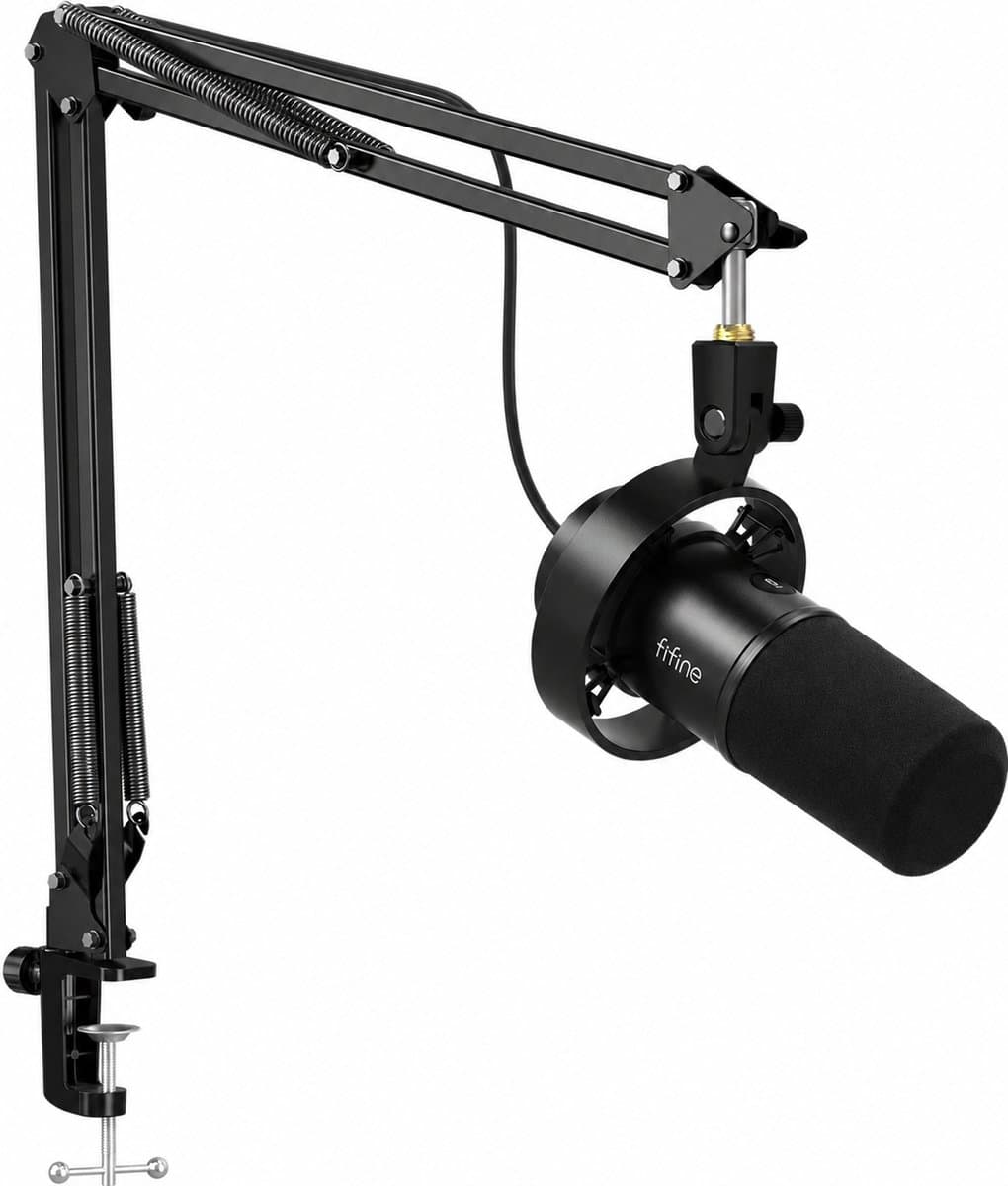 FIFINE - K688T - USB / XLR - Dynamische Microfoon - Met Boom Arm - Streaming - Podcasting - Gaming - Geschikt voor PS4 / PS5 / PC - Zwart