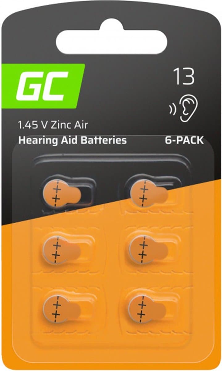 GREEN CELL 13 P13 PR48 ZL2 ZincAir Gehoorapparaat batterijen (1 Blister met 6 stuks)