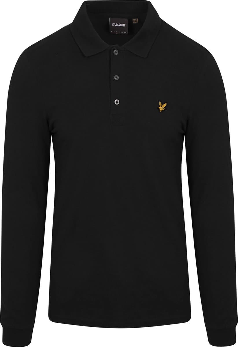 Lyle and Scott Zwarte Longsleeve Polo - Maat XL - Heren