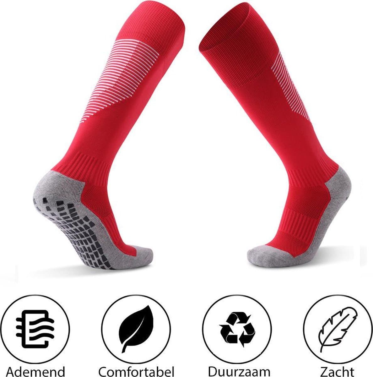 MyStand® Gripsokken Hoog Voetbal Sport Grip Sokken Hoog Anti Blaren Unisex One Size - Rood