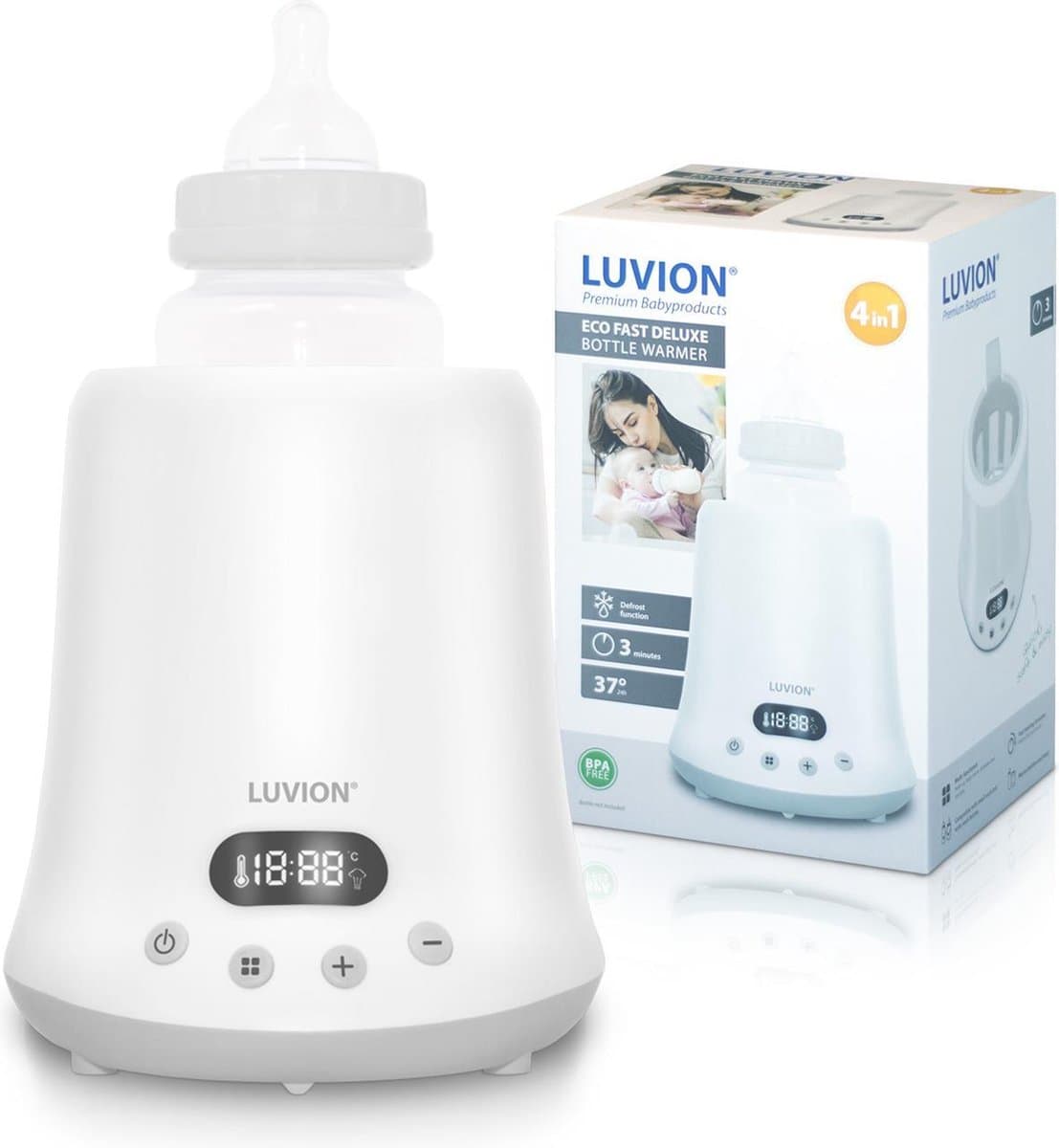 LUVION® Eco Fast Deluxe 9 in 1 Flessenwarmer - Verwarmt zeer snel - Sterilisator met stoomkap - Warmhouden en ontdooien