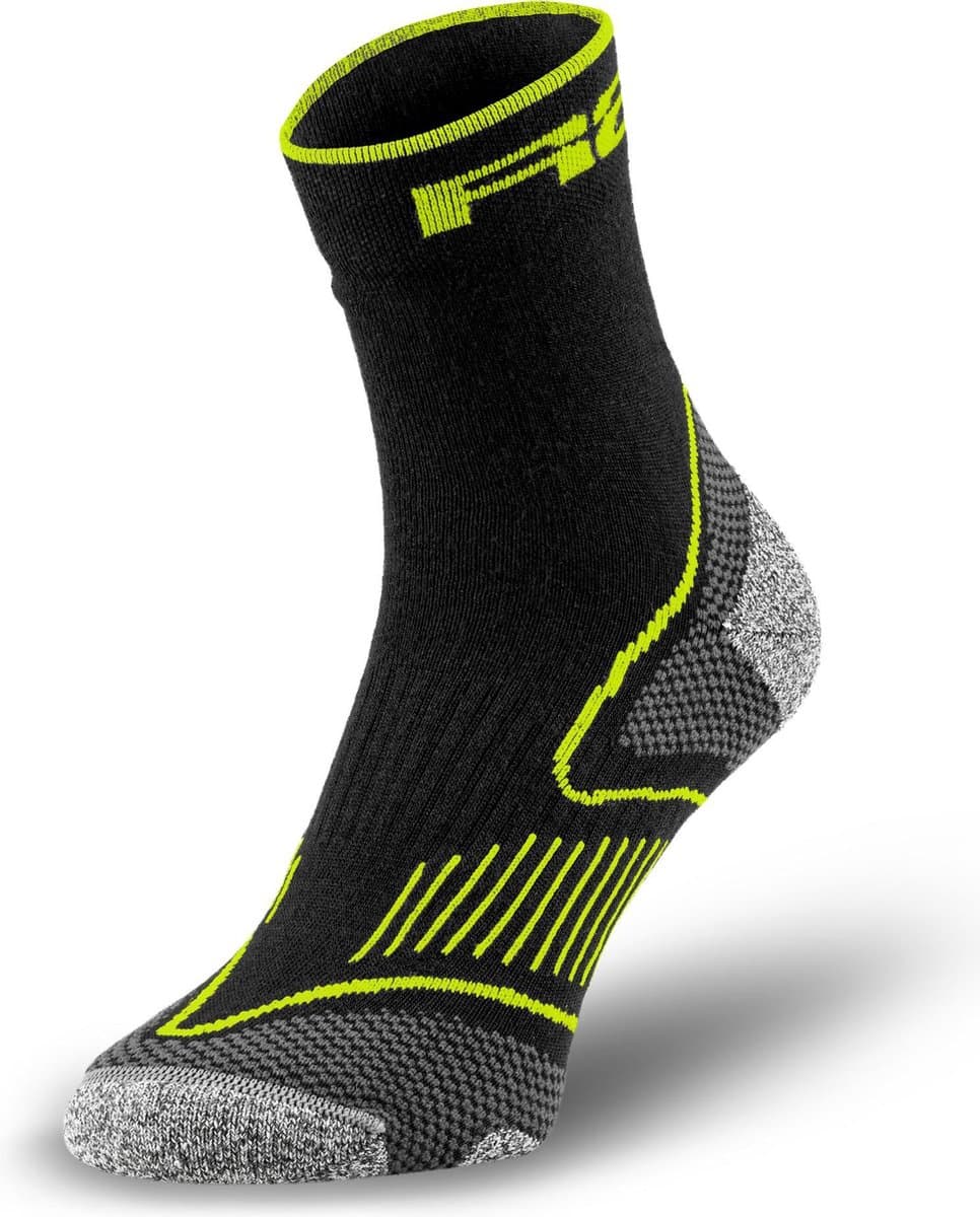 Merino wollen sokken - Warme sokken voor de winter met echt merino wol - R2 - Challenge Fietssokken - Zwart/Geel - Maat M (39 - 42)