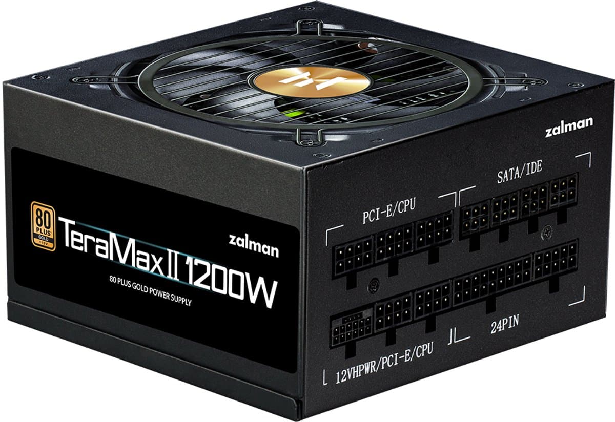 Zalman ZM1200-TMX2 TerraMax II 80 Plus Gold PSU 1200W Full-modular ATX 3.0 PCIe 5.0, 12VHPWR, APFC, Single rail, DC-to-DC, 120mm fan FDB bearing