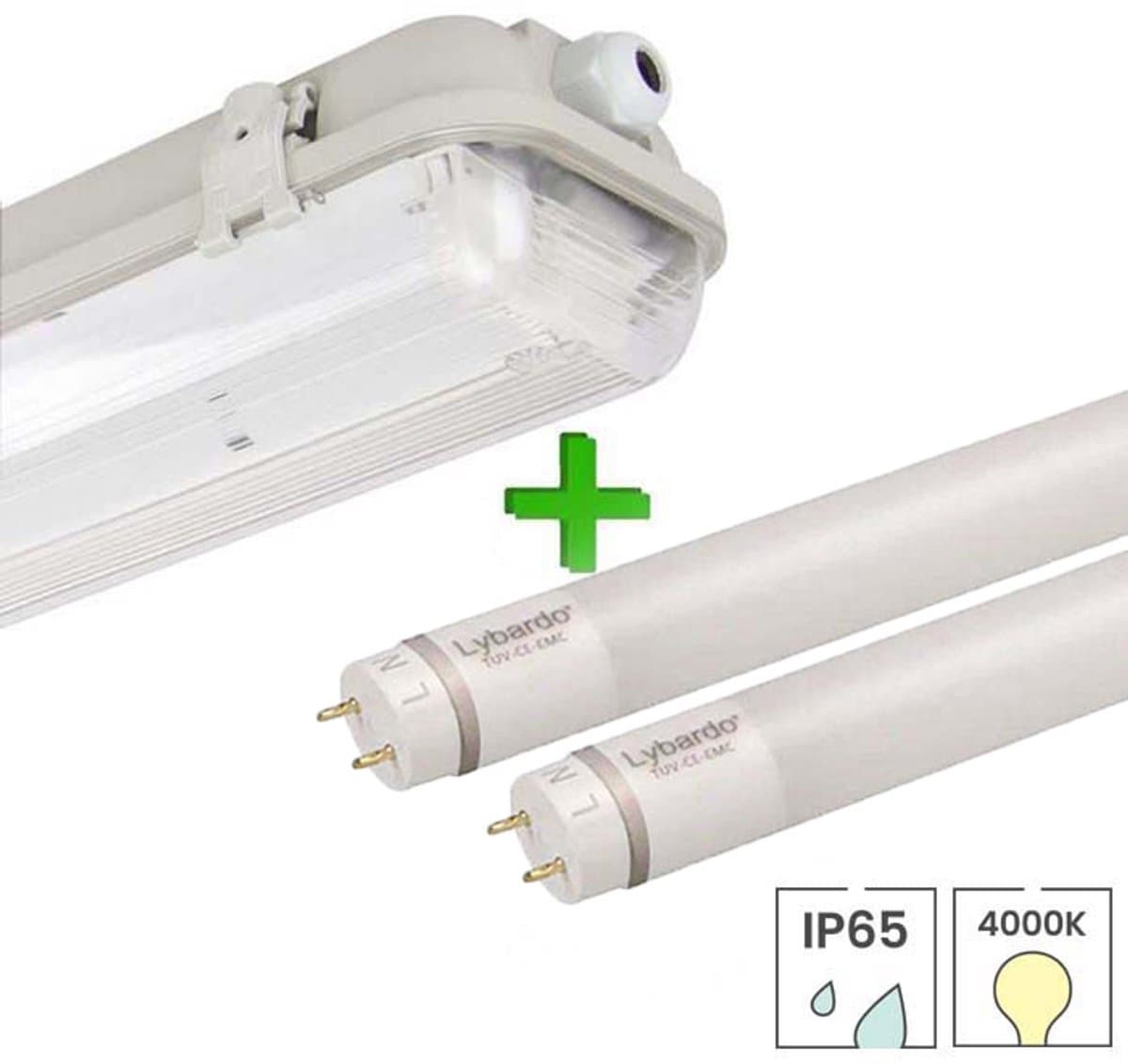 Lybardo - TL Lamp 60cm Prof - IP65 Armatuur incl. 2 LED Buizen - 9W - 4000K Neutraal Wit Licht - 840