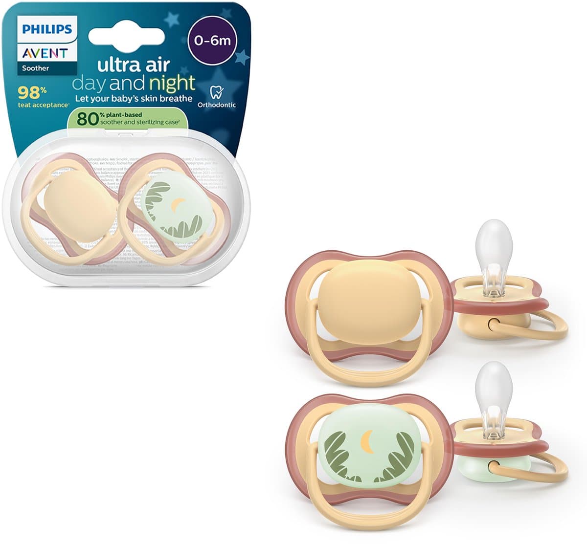 Philips Avent Ultra Air – Ademend en lichtgewicht fopspeen (0-6 mnd) – 2 stuks - SCF087/09