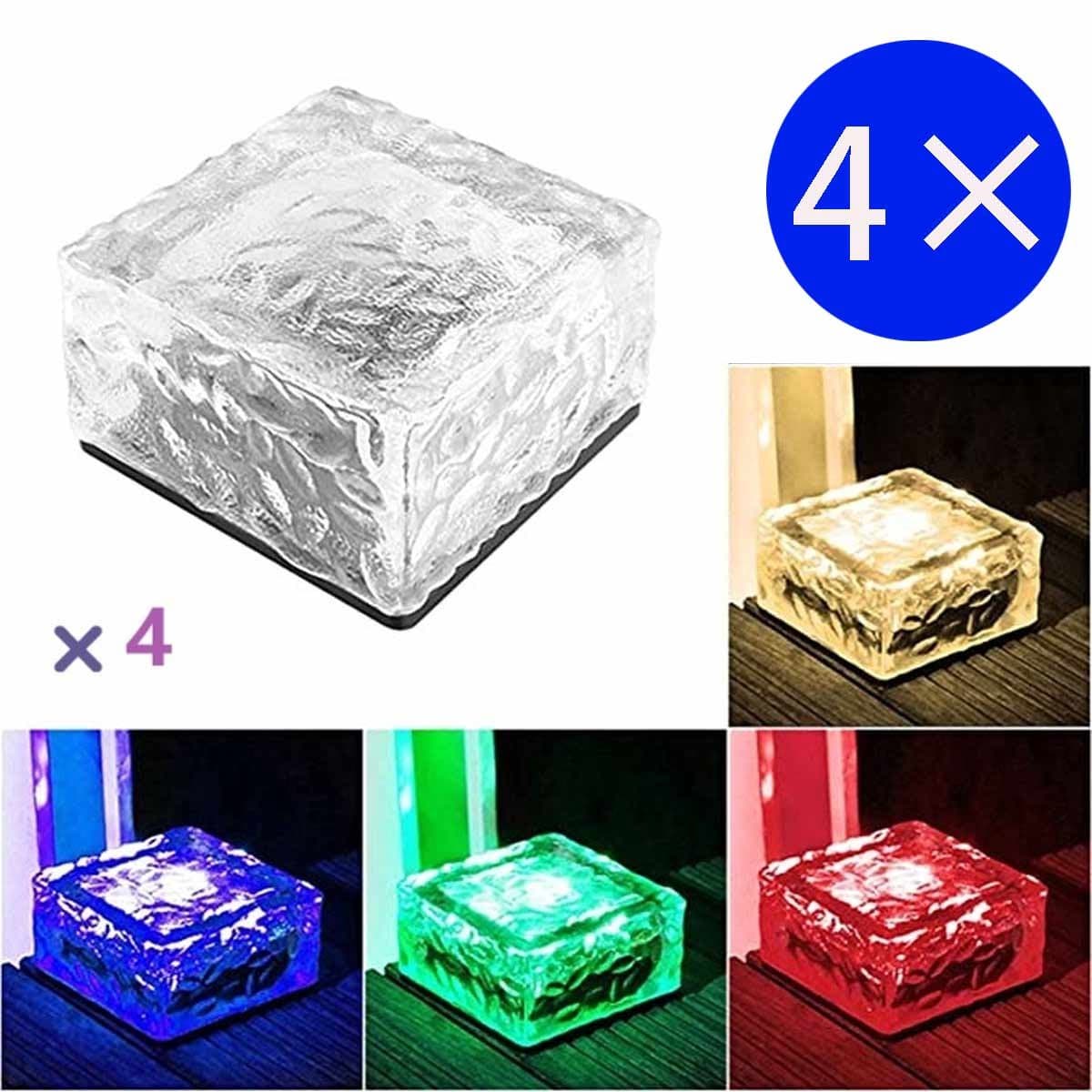 Meedeer Grondspot(4 stuks Maat L ) - Solar Ice Cube LED-Licht-solar Tuinverlichting op zonne energie-Kleur licht - Brick light - IP68 - (Size : 10cm X10cm X5.5cm)