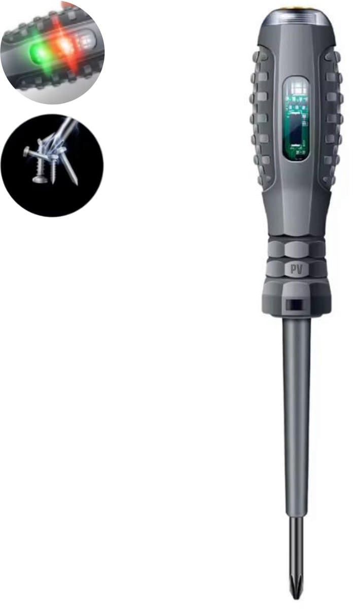 PureVolt 2-in-1 Hoge Koppel Sterke Magnetische Schroevendraaier - Kruiskop - Elektriciteit Detector - Elektrische Circuit Tester Pen - Elektrische Tester Schroevendraaier - Gereedschap - 12V - 220V - Spanning Tester Schroevendraaier