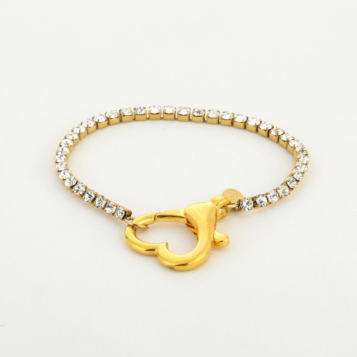 Michelle Bijou - Damesarmband van strass steentjes met slot in de vorm van een hart - Goldplated