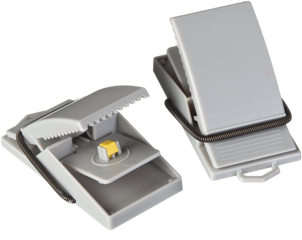 2x Set muizenvallen/klemmen automatisch met kunststof lokaas 8 cm 2 stuks - kunststof - muizenvallen/muizenklem ongediertenbestrijding