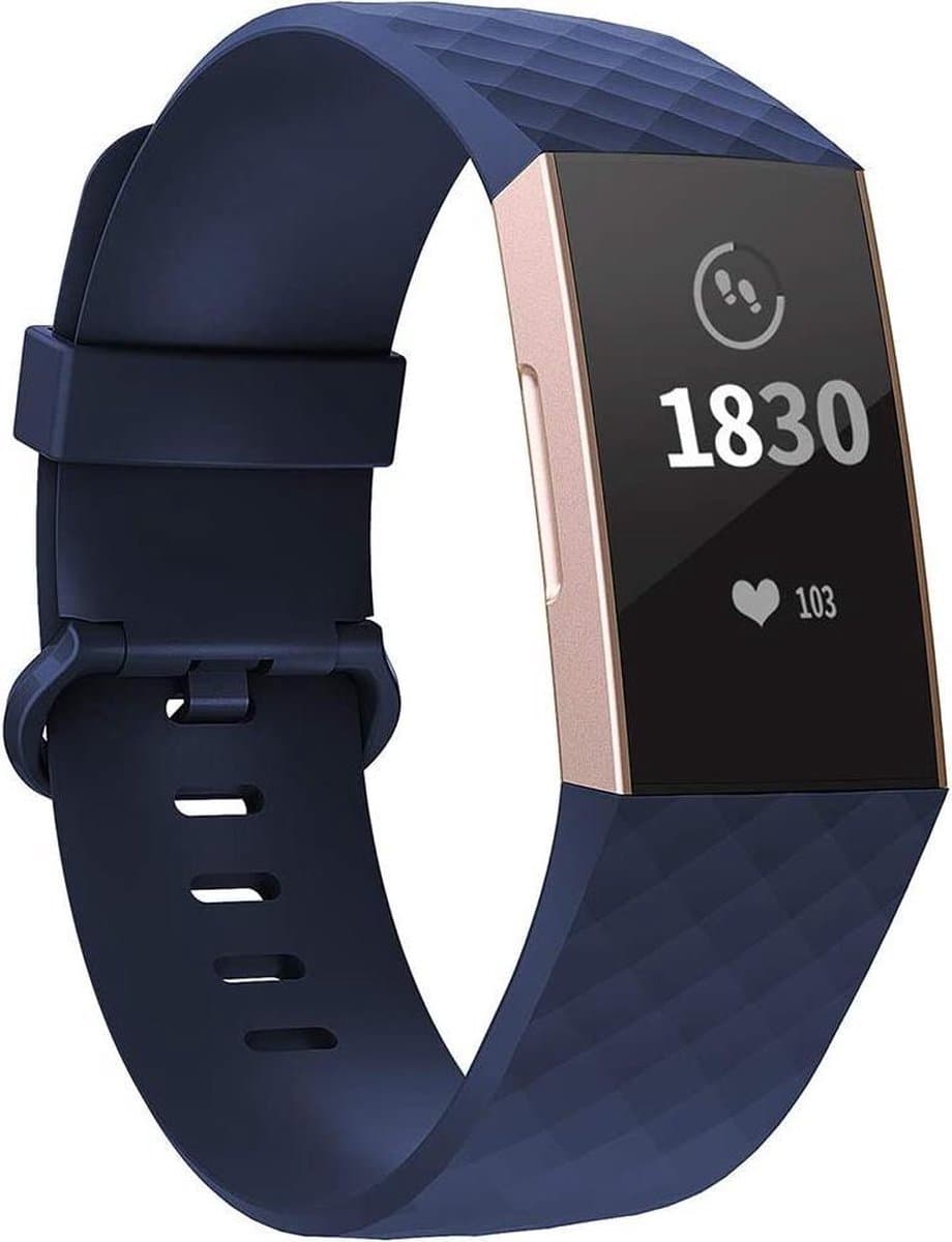 YPCd® Siliconen bandje - Fitbit Charge 4 - Donkerblauw - Small