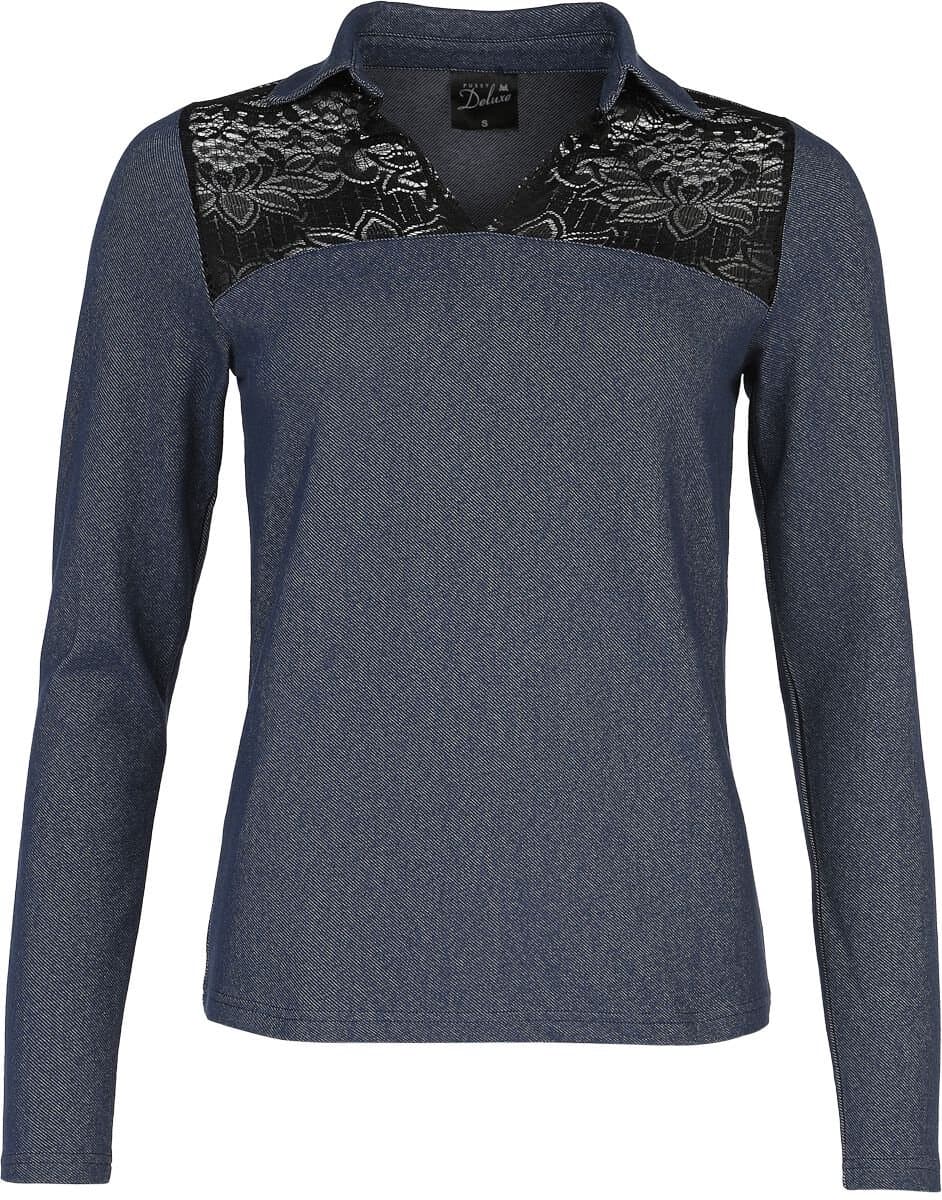 Pussy Deluxe Wild West Denim Look Longsleeve Dames Shirt met lange mouwen - blauw - XXL