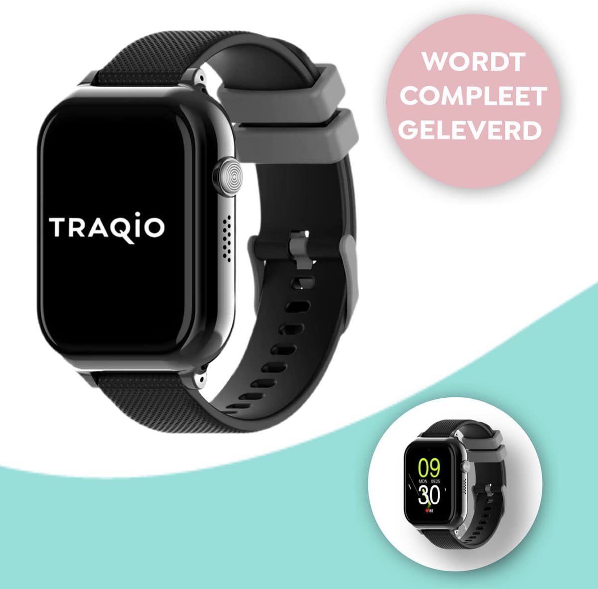 Traqio TRQ10 - GPS horloge kinderen - gps horloge kind - kinderhorloge bellen - gps tracker kinderhorloge - kinderhorloge met gps - kinderhorloge - Kinder smartwatch GPS - GPS horloge school - Zwart
