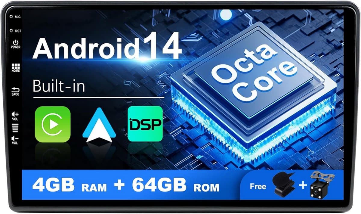 Android 13 Autoradio 9 Inch 2 Din voor Fiat Ducato, Citroen Jumper & Peugeot Boxer - CarPlay, 4G, 64GB, DAB+, WIFI Camera Set