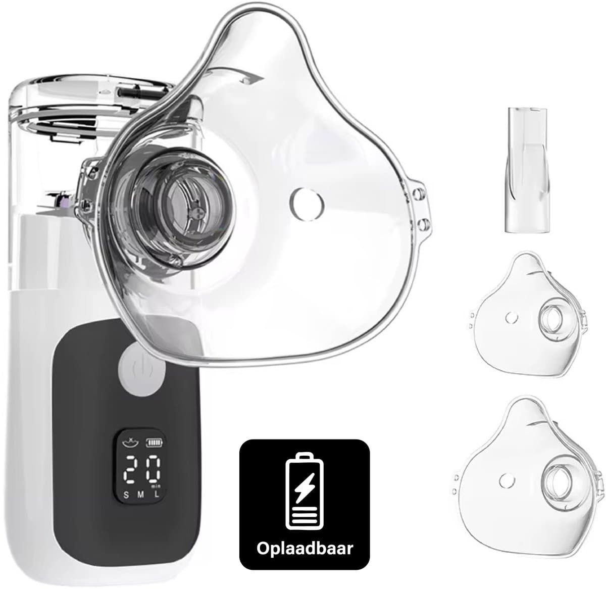 BDM CARE ® - Aerosoltoestel - oplaadbaar - Ultrasone Vernevelaar Inhalator – Nebulizer - Inhalatieapparaat voor Kinderen, Volwassenen & Baby’s – Helpt tegen Luchtwegaandoeningen - Incl. 3 mondstukken