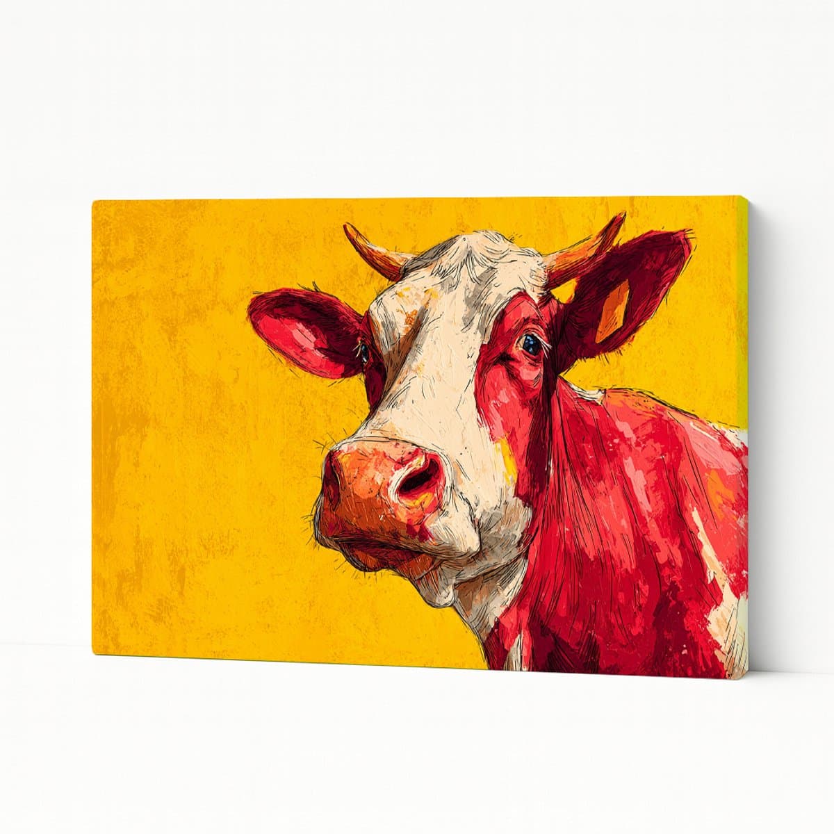 Koe portret – kunstobject – wandkunst – Canvas schilderij – 90x60 cm