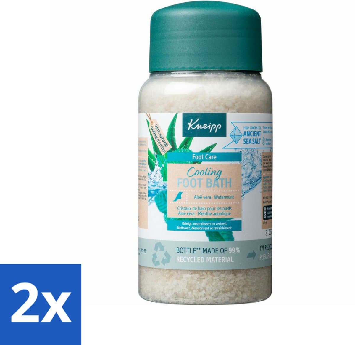 Kneipp - Voetbadzout - Cooling - Aloe Vera & Watermunt - 600 g - Voordeelverpakking - 2 stuks