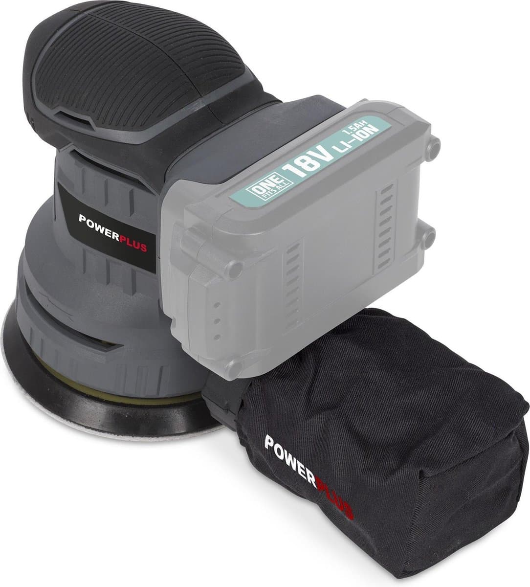 Powerplus excentrische accu-schuurmachine POWEB4010 - 18V, schuurpapier ᴓ125mm - 20000min-1 - zonder accu en lader, met 1 acc.