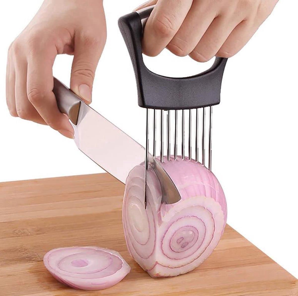 Finnacle - Uiensnijder - Uienkam - Groentesnijder - Tomatensnijder - Snijhulp voor Uien, Aardappels en Groenten - Zwart