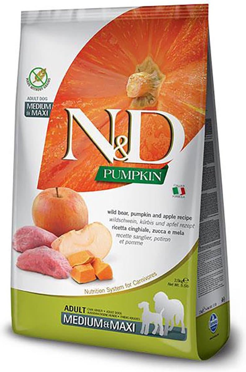 N&D Pumpkin hondenvoeding Wild Zwijn medium/maxi 12 kg