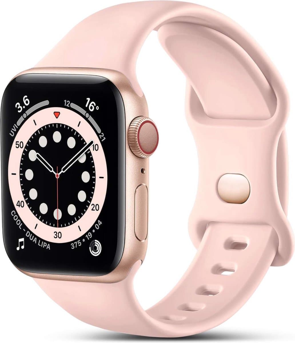 MY PROTECT - Siliconen Bandje - Geschikt Voor Apple Watch Bandje - Series 1/2/3/4/5/6/7/8/9/10/SE/Ultra - 44mm - 45mm - 46mm - 49mm - Sportbandje Maat M/L - Pink Sand