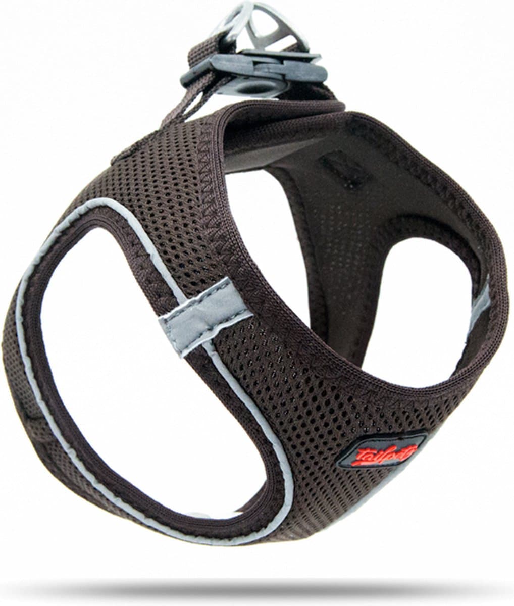 Tailpetz - Air-Mesh Harness - Hondenharnas - Hondentuig - Hondentuigje Kleine Hond - Y Tuig Hond - Harnas Hond - Anti Trek Tuig Hond - Reflecterend - Maat XS - Brown
