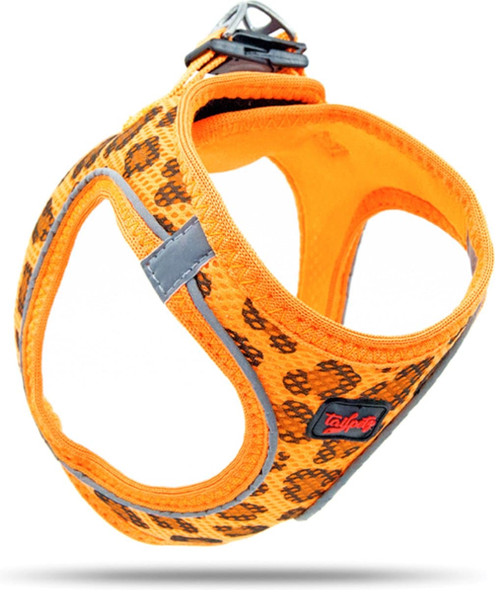 Tailpetz - Air-Mesh Harness - Hondenharnas - Hondentuig - Hondentuigje Kleine Hond - Y Tuig Hond - Harnas Hond - Anti Trek Tuig Hond - Reflecterend - Maat XL - Leopard