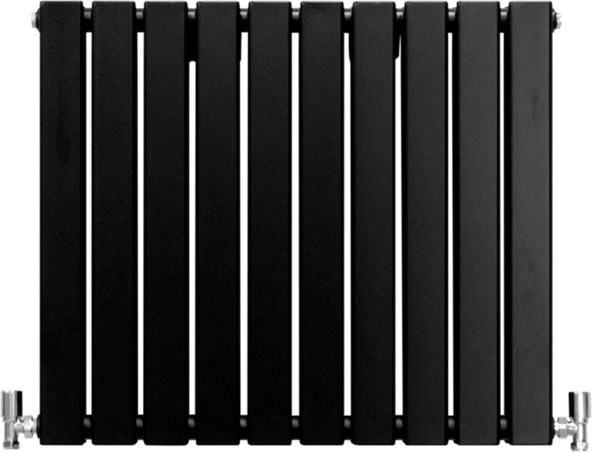 Design Radiator Sierradiator Verwarming - Mat Zwart - 600 mm x 700 mm - Inclusief Schoonmaakborstel + Bevestigingsset - Plat Horizontaal