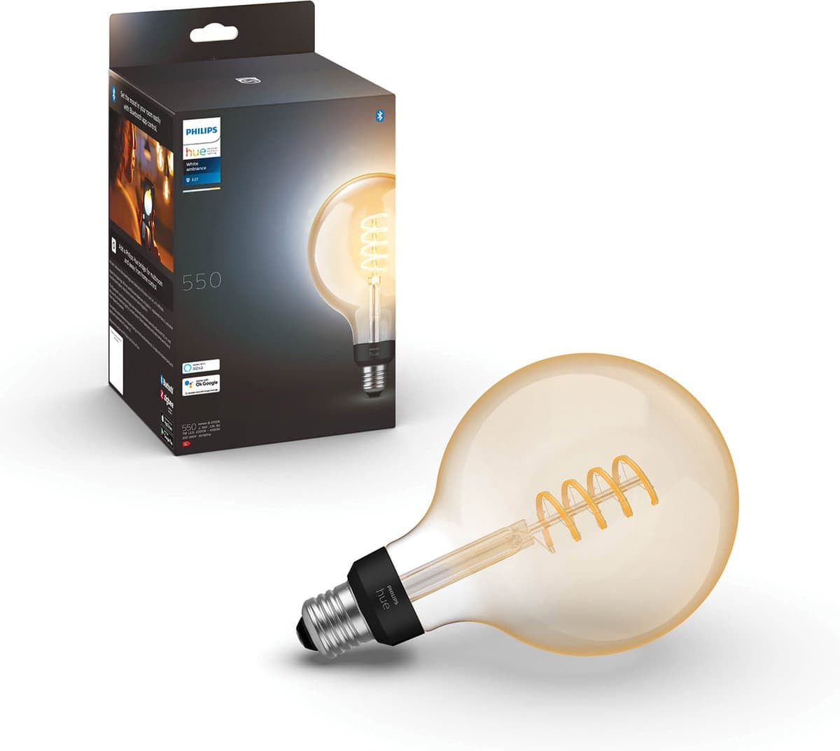 Philips Hue Filamentlamp White Ambiance Globe XL ST72/E27