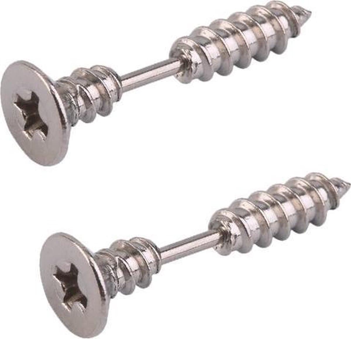 Stalen schroef oorbellen – oorstekers zilverkleurig– 2,5 cm - Rhylane®