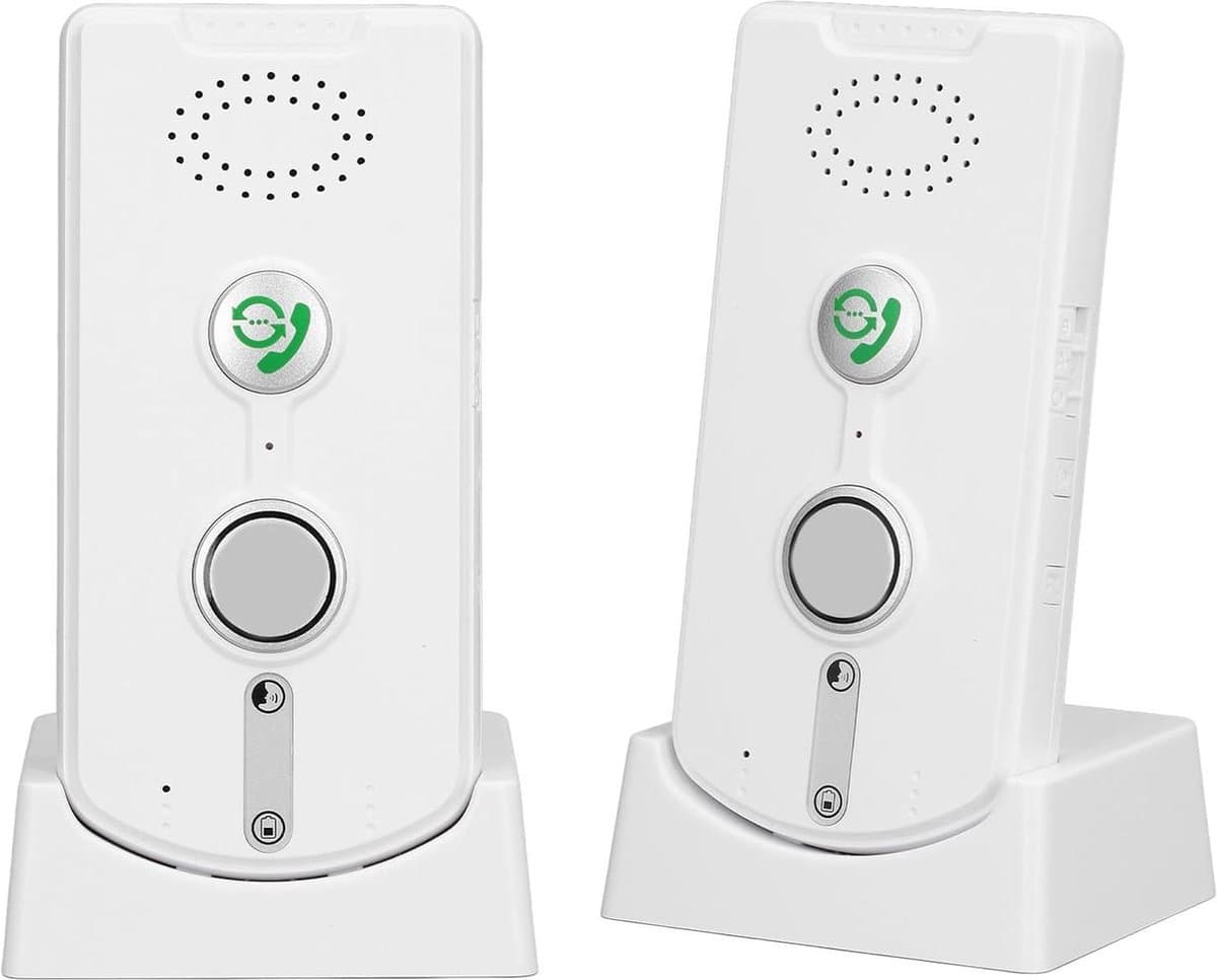 2-weg Spraakintercom 410M Tot 490M - Handsfree Draadloos Deurbelsysteem voor Thuisouderen met Bereik van 1000 M (WHITE)