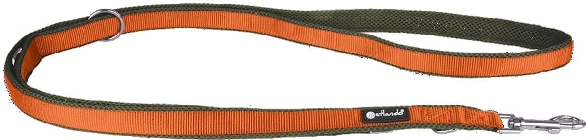 Petlando Magnetech Verstelbare Hondenlijn Olive/Orange 2,3m - maat M