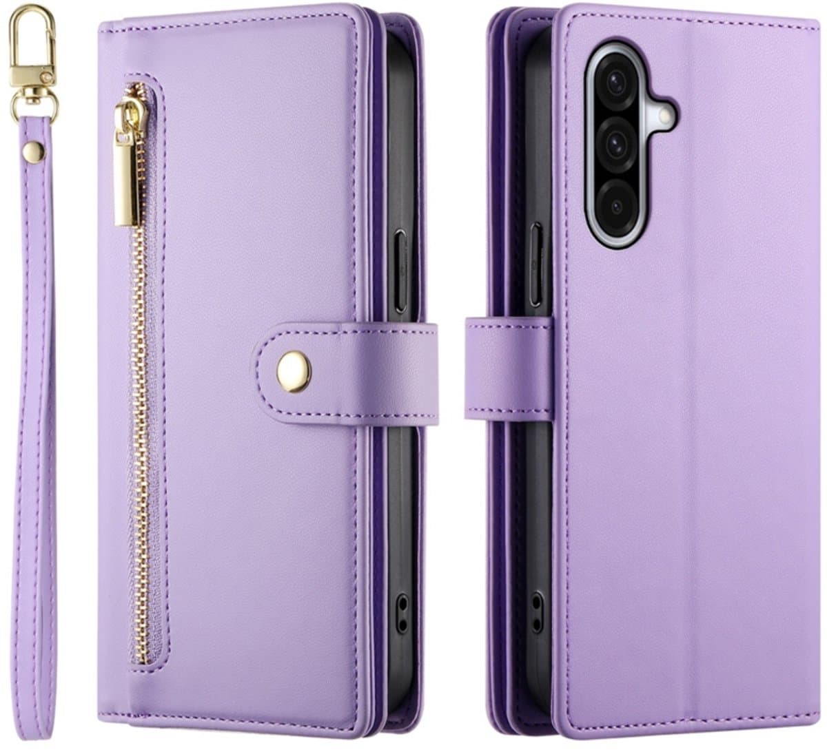 Luxe Portemonnee - Etui Hoes Tas geschikt voor Samsung Galaxy A37 - A36 - A56 - Met Schouder - Draagkoord - Paars - Lila