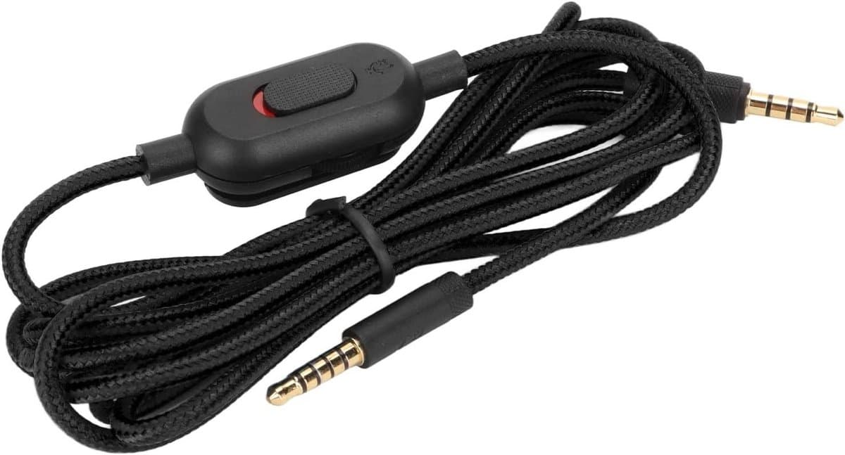 Gaming Headset Cable - Woven Earphone Cord with Volume Control and Mute Switch for Logitech G Pro G Pro X G433 G233 (Black)